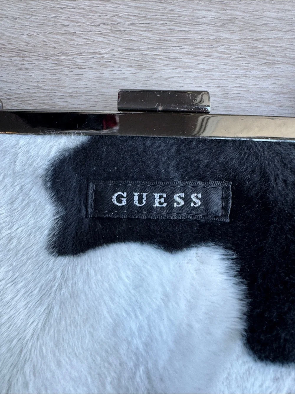 GUESS Y2K Cow Print Faux Fur Top-Handle Bag - Picture 4 of 10